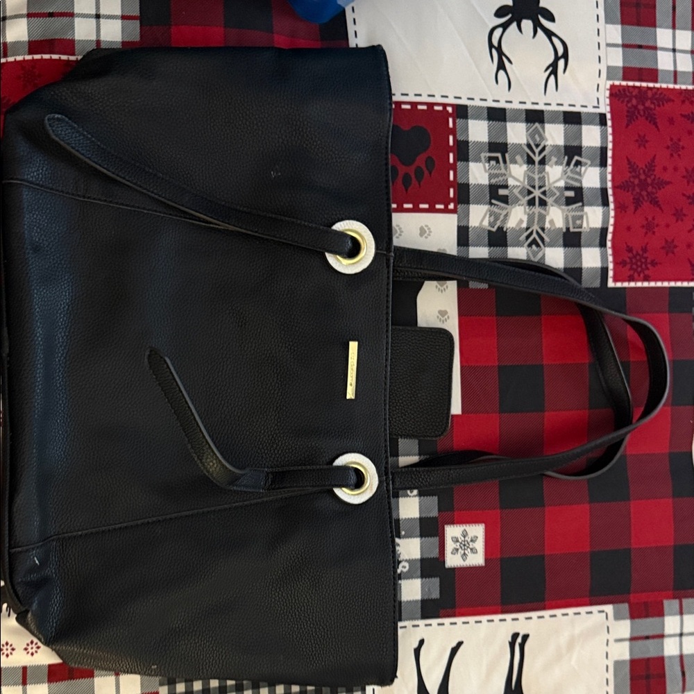 Liz Claiborne Black Tote Bag with Gold Accents